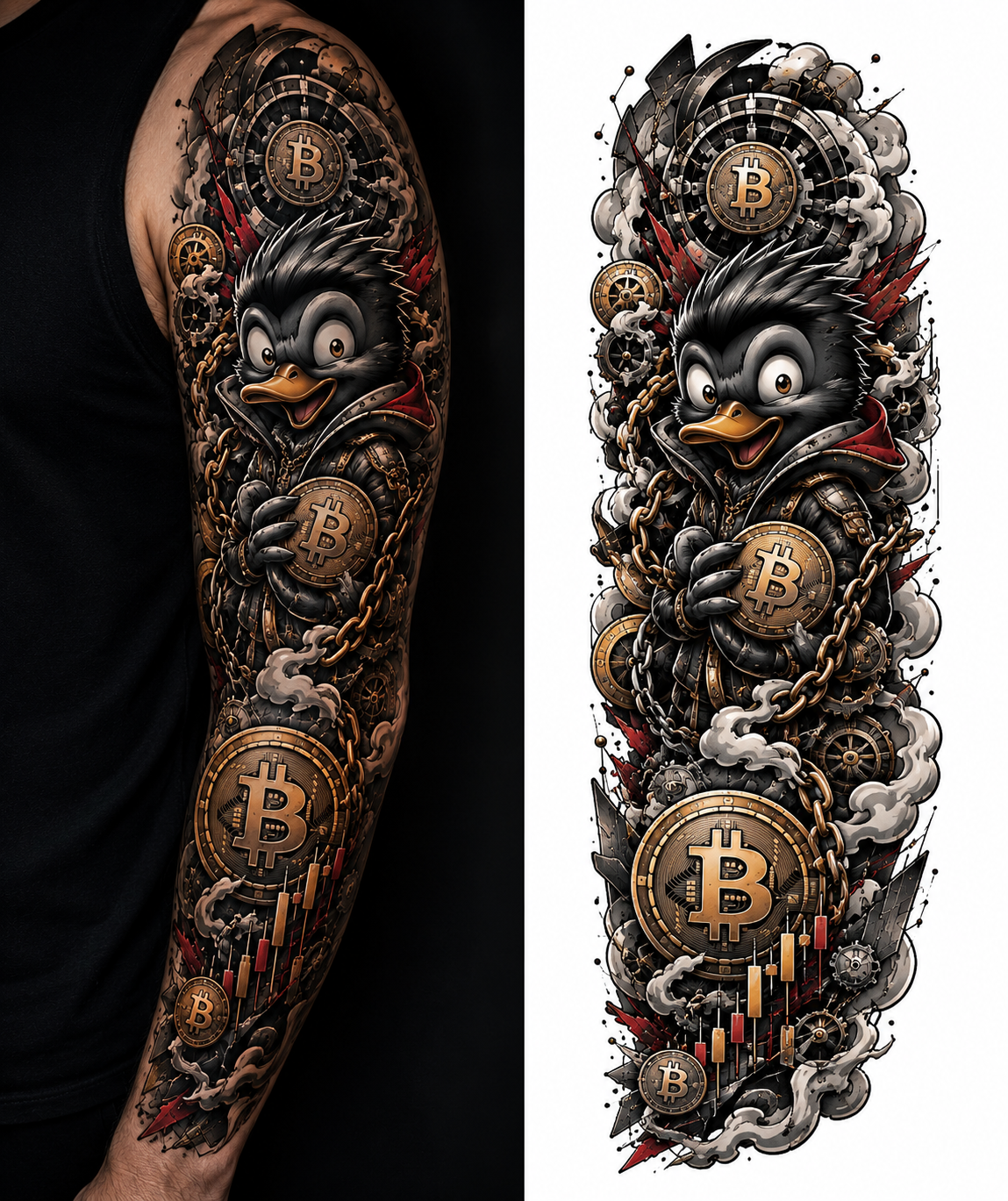 Crypto Duck tattoo model preview